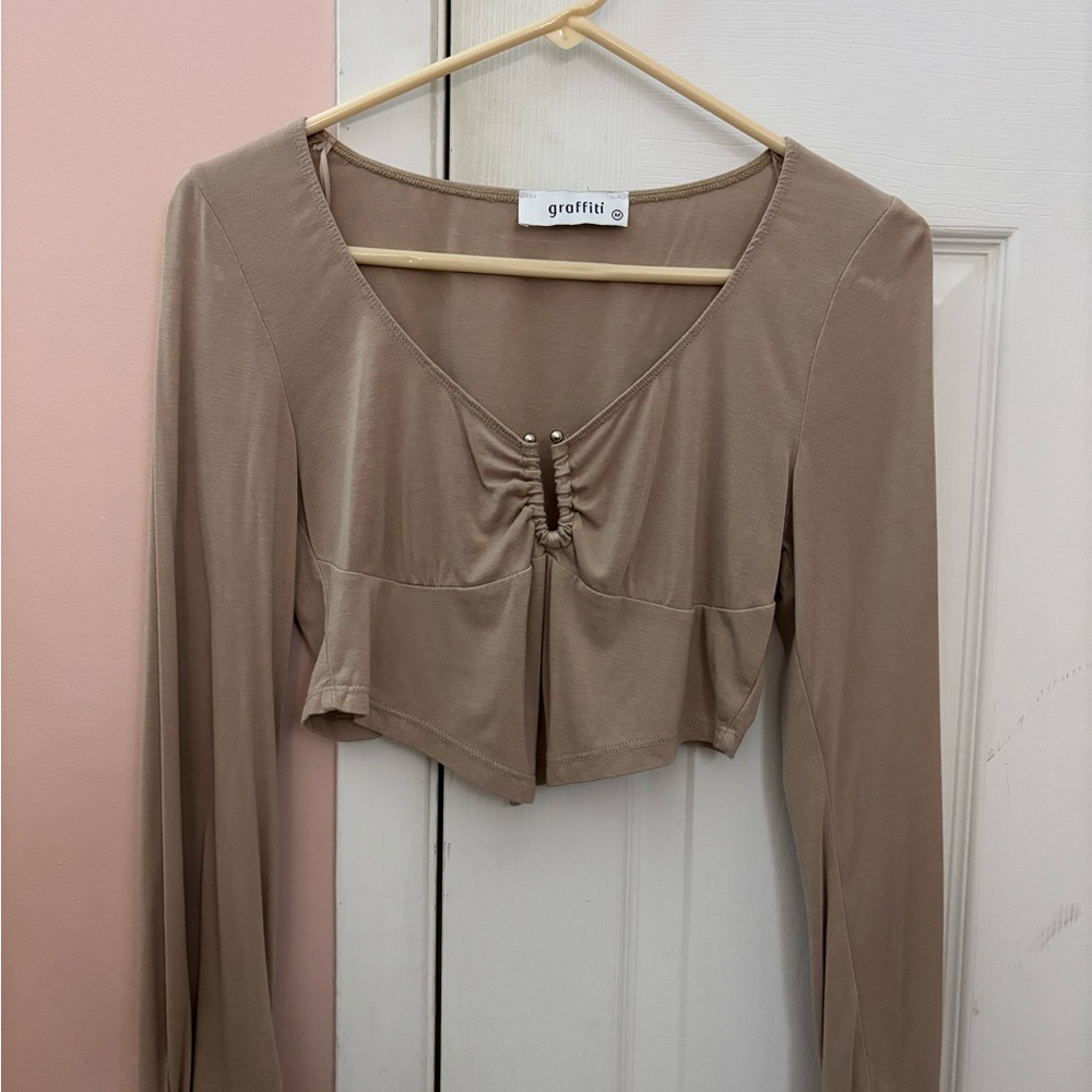 Women's Tan Long Sleeve Top